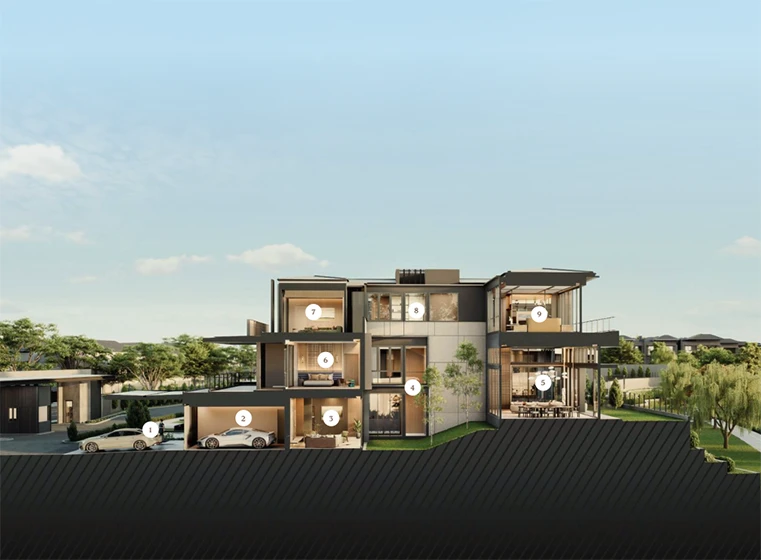 Botanic Villa — Floor Layout Cutaway