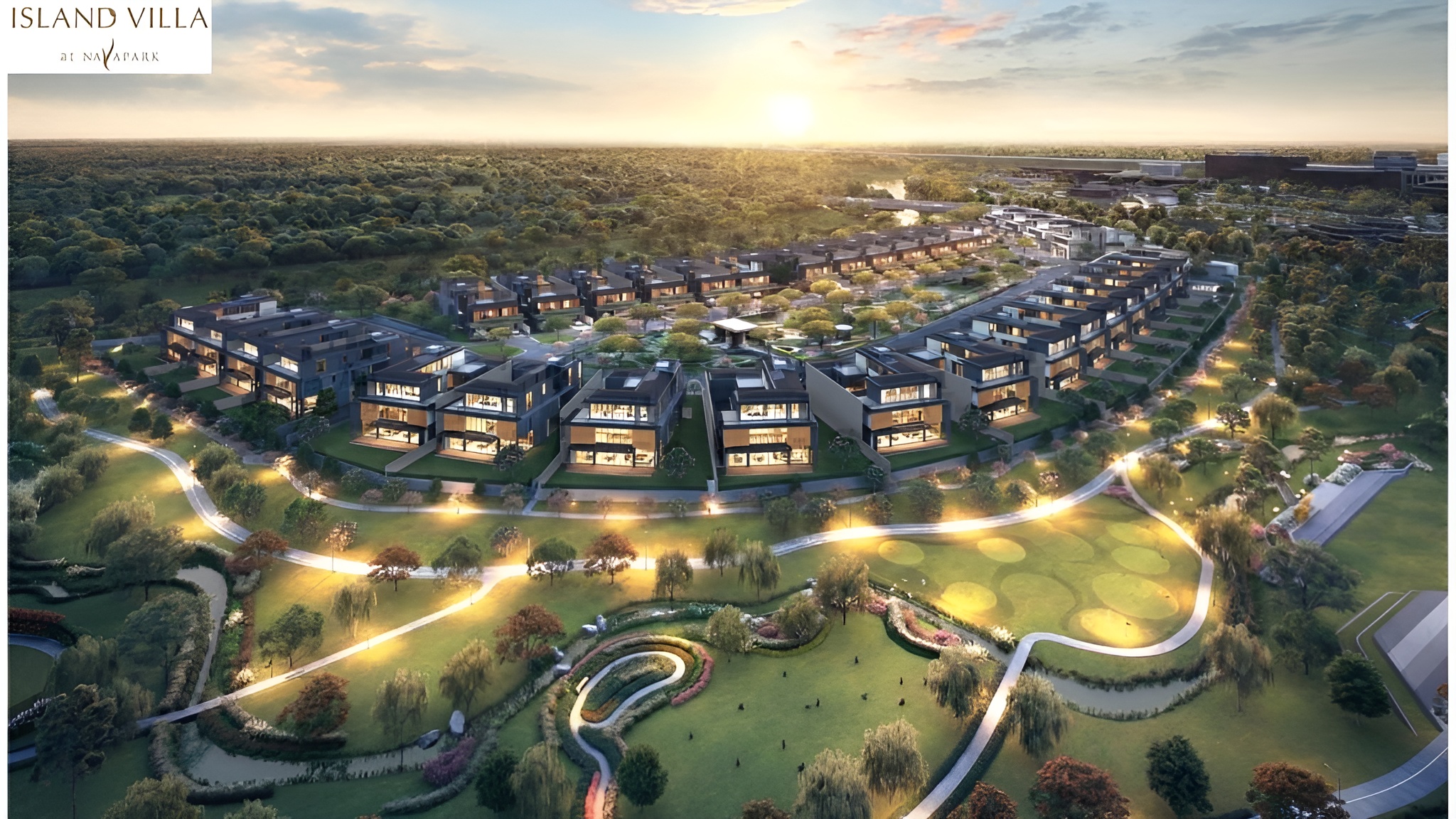 Island Villa at Navapark — aerial view cluster
